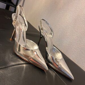 Elegant Silver Slingback Heels